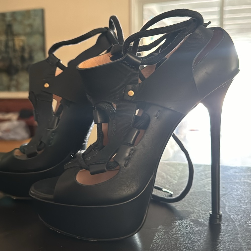 Versace platform heels, black lace up